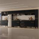Ver imagem 1 de Armário de Cozinha Completa Atlanta Plaza com Vidro Carraro Preto Touch