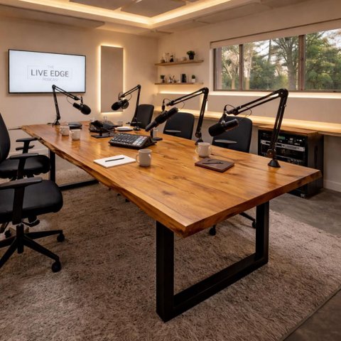 Mesa de Reunião 6 Lugares Poscast 230cm x 90cm Madeira Maciça Natural Cor:Madeira Natural