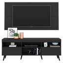 Ver imagem 1 de Rack Com Painel E Suporte Tv 65" Retrô Flórida Multimóveis V3134 Preto Preto