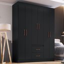 Ver imagem 1 de Guarda-roupa Casal Sidney 6 Portas 2 Gavetas Preto - Doripel Móveis