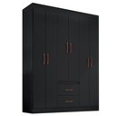 Ver imagem 2 de Guarda-roupa Casal Sidney 6 Portas 2 Gavetas Preto - Doripel Móveis