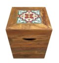 Ver imagem 2 de Banco BANQUETA PUFF Madeira Com Ladrilho Banco Artesanal Baú NATURAL MINAS ARTE PRÓPRIA banco ladril