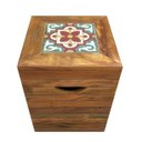 Ver imagem 2 de Banco BANQUETA PUFF Madeira Com Ladrilho Banco Artesanal Baú NATURAL MINAS ARTE PRÓPRIA banco ladril