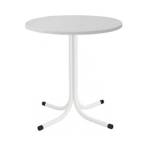 Mesa de Jantar Redonda 80cm Branca Tampo Madeira Branco