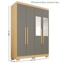 Ver imagem 3 de Guarda-Roupa Solteiro com Espelho 4 Portas 2 Gavetas com Pés França Espresso Móveis Cinza/Jequitibá/Granizo