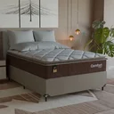 Ver imagem 1 de Cama Box Casal + Colchão Comfort Class Pillow Top 138x188 Marrom/suede Bege
