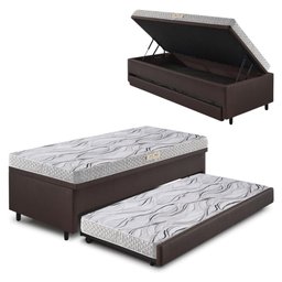 Bicama Box Baú 88x188 Corino Linho com Colchão de Espuma Ecoline D20 Ecoflex - 1