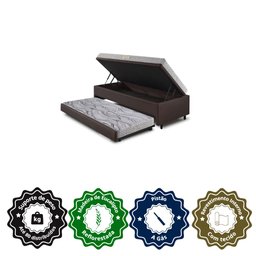 Bicama Box Baú 88x188 Corino Linho com Colchão de Espuma Ecoline D20 Ecoflex - 6
