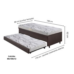 Bicama Box Baú 88x188 Corino Linho com Colchão de Espuma Ecoline D20 Ecoflex - 2