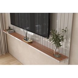 Rack com Painel Ripado Frisado para Sala de Estar Dallas Lukaliam:off White/jequitiba - 5