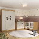 Ver imagem 1 de Quarto de Bebê Completo com Berço Americano 3 em 1 Pirulito Multimóveis Mp4613 Madeirado/off