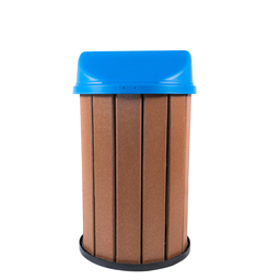 Lixeira Madeira Plástica 100 Litros - 70 Cm:marrom/azul - 3