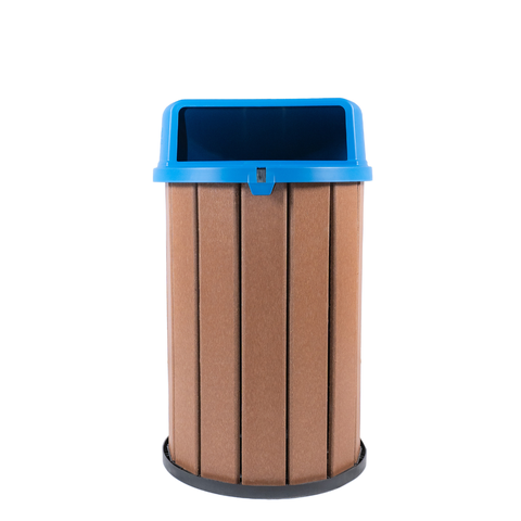Lixeira Madeira Plástica 100 Litros - 70 Cm:marrom/azul