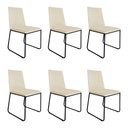 Ver imagem 1 de Kit 6 Cadeiras de Jantar Estofada Lille Base Preta Veludo Bege - Montanaris Decor