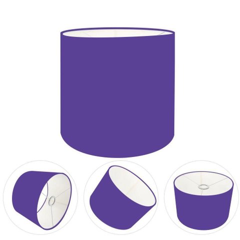 Cúpula Abajur e Luminária Cilíndrica Vivare Cp-7014 Ø35x21cm - Bocal Nacional Roxo