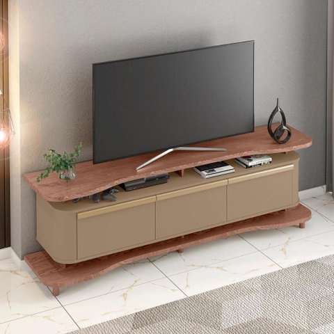 Rack Guarapari Tv 75 Polegadas com Pés de Madeira Maciça Freijo/fendi