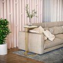 Ver imagem 2 de Mesa de Centro de Sala Mesinha Dourada Altura Regulável:off White / Dourado