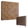 Guarda Roupa Casal 6000 Demolição com Pés Reto News e Cabeceira Ana 140 Cm Marrom Couro – Araplac - 1
