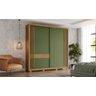 Guarda Roupa Casal 2 Portas de Correr 4 Gavetas Aston Cor Nature/off White ou Nature/verde - Henn - 1