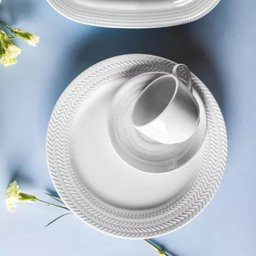 Conjunto 6 Xícaras de Café com Pires em Porcelana 75ml Branco Chevron Germer - 4