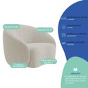 Ver imagem 6 de Kit Recamier Curvo Sala de Estar Inglaterra 200cm Lado Direito e Poltrona Orgânica Luxo Amore Linho