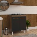 Ver imagem 3 de Balcão de Cozinha Fabi para Fogão Cooktop 4 Bocas Móvel Armário Funcional Savana Preto Mobília Decor