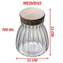 Ver imagem 4 de Pote Hermético com Frisos Tampa Bambu Recipiente Vidro 700ml