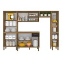 Ver imagem 2 de Armário de Cozinha Tieli 5 Peças com Vidro Bor/pret - Móveis Arapongas Boreal/preto Fosco