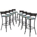 Ver imagem 1 de Kit Com 8 Banquetas Altas Forts Fibra Uv Bancada, área Goumert, Bar, Piscina, Balcão, Floral Azul