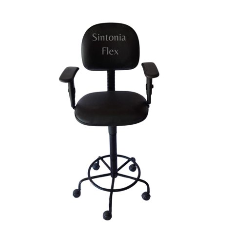 Cadeira Secretaria Caixa Alta - Braço com Regulagem de Altura com Rodízio pra Balcão Recepção -merca