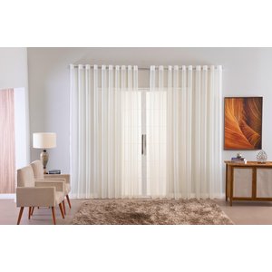 Cortina Sala Quarto Voal Liso Delicate 300x180 Transparente:palha