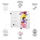 Ver imagem 3 de Cômoda Infantil para Quarto 80cm 4 Gavetas Princesa Rosa Z53 - Mpozenato