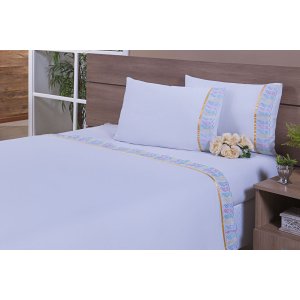 Jogo De Lençol Solteiro King 3 Peças 200 Fios 40cm Altura Leze Multicolor