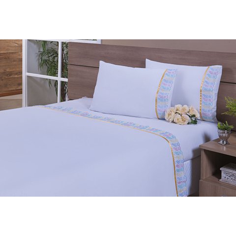 Jogo De Lençol Solteiro King 3 Peças 200 Fios 40cm Altura Leze Multicolor