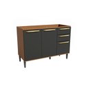 Ver imagem 1 de Balcão de Pia 2 Portas 3 Gavetas 120cm Elara Kappesberg Canela/preto