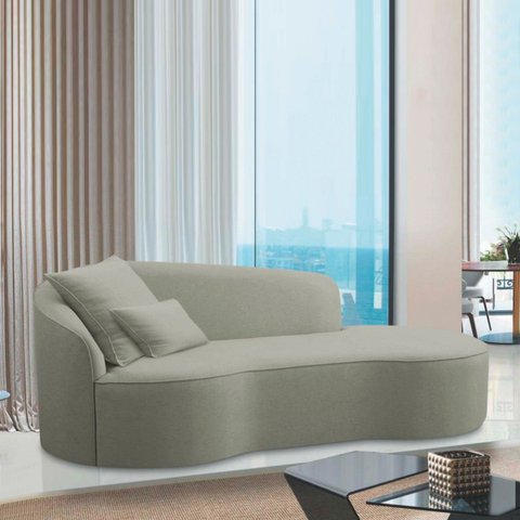 Divã Recamier Curvo Sala de Estar Recepção Inglaterra 220cm Lado Direito Bouclé