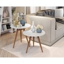Ver imagem 1 de Jogo Conjunto 2 Mesa Mesinha Lateral Canto Tati Pé Palito Tampo 52cm Branco