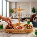 Ver imagem 2 de Petisqueira em Forma de Coqueiro Branco com Dourado para Sala de Jantar e Gourmet 45x40cm
