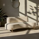 Ver imagem 2 de Sofá Orgânico 2 Lugares 150cm Argos Pés Ouro Fosco Bouclé Off White - Nexta Casa