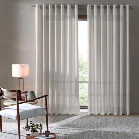 Cortina Duplex Monte Carlo Voil com Forro 4,20m x 2,30m Linho Bella Janela
