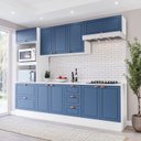 Ver imagem 2 de Cozinha Pérola com Tampo e Rodapé 5 Peças Torre Quente Aéreo 3 Portas Basculante Balcão 120 e de 80 