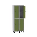 Ver imagem 3 de Armário Locker Guarda Volume Aço Light 4 Portas 69x179,5cm com Prateleira Interna Cinza/Verde