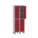 Ver imagem 3 de Armário Locker Guarda Volume Aço Light 4 Portas 69x179,5cm com Prateleira Interna Cinza/Vermelho