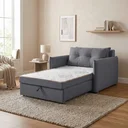 Ver imagem 1 de Sofá Cama Solteiro Linho Chumbo Montreal 95cm