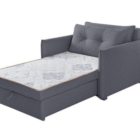Sofá Cama Solteiro 95cm Linho Chumbo Montreal