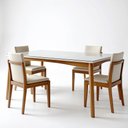 Ver imagem 2 de Conjunto Sala de Jantar Mesa Monalisa com 4 Cadeiras Lady em Madeira Maciça Marrom/Mel/Off White
