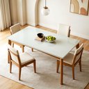 Ver imagem 1 de Conjunto Sala de Jantar Mesa Monalisa com 4 Cadeiras Lady em Madeira Maciça Marrom/Mel/Off White