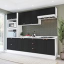 Ver imagem 2 de Cozinha Pérola com Tampo e Rodapé 5 Peças Torre Quente Aéreo 3 Portas Basculante Balcão 120 e de 80 