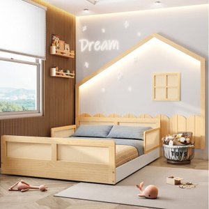 Cama Montessoriana Lift Reversível e moldura com Led Casatema