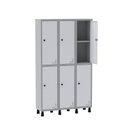 Ver imagem 3 de Armário Locker Guarda Volume Aço Light 6 Portas 103,5x179,5cm com Prateleira Interna Cinza/Branco